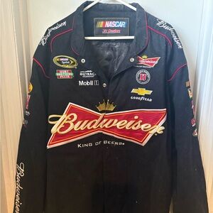 Budweiser Black Racing Jacket with Red and Gold Accents